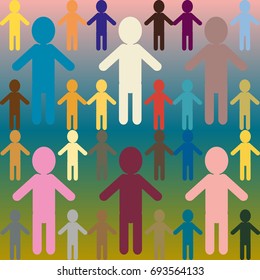 People abstract seamless background. Background with color silhouettes of persons.