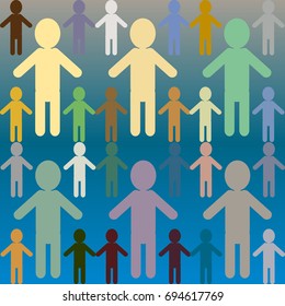 People abstract seamless background. Background with color silhouettes of persons.