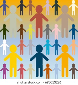People abstract seamless background. Background with color silhouettes of persons.
