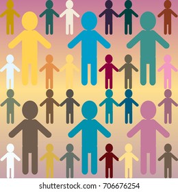 People abstract seamless background. Background with color silhouettes of persons.