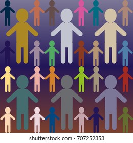 People abstract seamless background. Background with color silhouettes of persons.