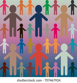 People abstract seamless background. Background with color silhouettes of persons.