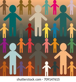 People abstract seamless background. Background with color silhouettes of persons.