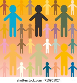 People abstract seamless background. Background with color silhouettes of persons.