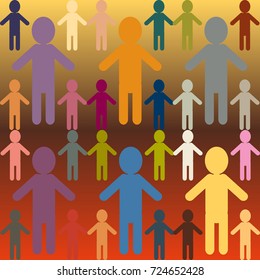People abstract seamless background. Background with color silhouettes of persons.
