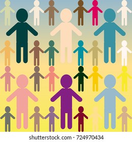 People abstract seamless background. Background with color silhouettes of persons.