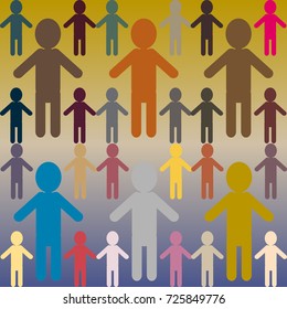 People abstract seamless background. Background with color silhouettes of persons.