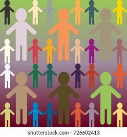 People abstract seamless background. Background with color silhouettes of persons.