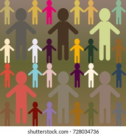 People abstract seamless background. Background with color silhouettes of persons.
