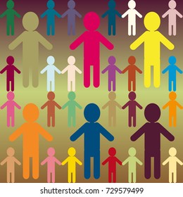 People abstract seamless background. Background with color silhouettes of persons.