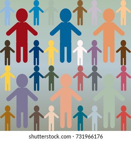 People abstract seamless background. Background with color silhouettes of persons.