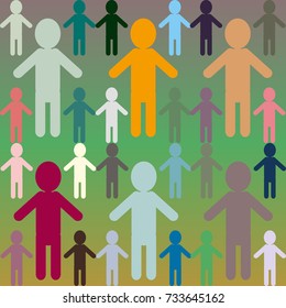 People abstract seamless background. Background with color silhouettes of persons.