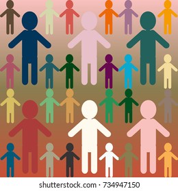 People abstract seamless background. Background with color silhouettes of persons.