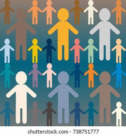 People abstract seamless background. Background with color silhouettes of persons.