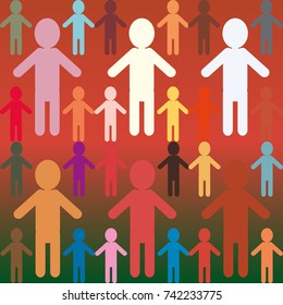 People abstract seamless background. Background with color silhouettes of persons.
