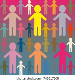 People abstract seamless background. Background with color silhouettes of persons.