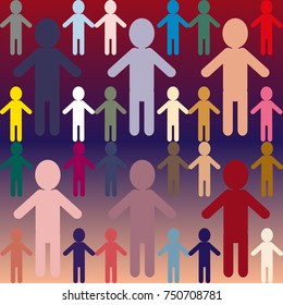 People abstract seamless background. Background with color silhouettes of persons.