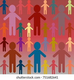 People abstract seamless background. Background with color silhouettes of persons.