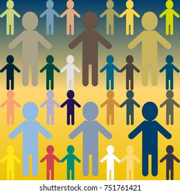 People abstract seamless background. Background with color silhouettes of persons.