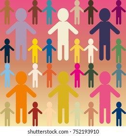 People abstract seamless background. Background with color silhouettes of persons.