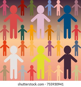 People abstract seamless background. Background with color silhouettes of persons.