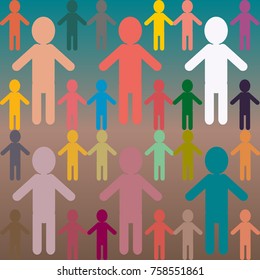 People abstract seamless background. Background with color silhouettes of persons.