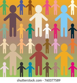 People abstract seamless background. Background with color silhouettes of persons.