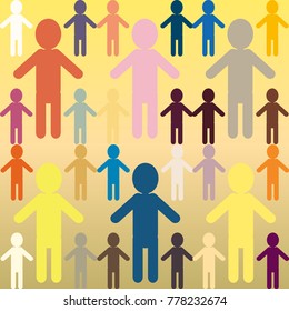 People abstract seamless background. Background with color silhouettes of persons.