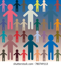 People abstract seamless background. Background with color silhouettes of persons.