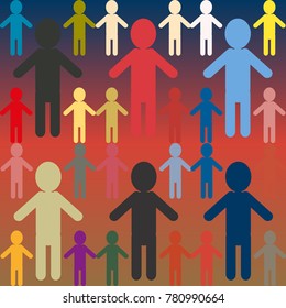 People abstract seamless background. Background with color silhouettes of persons.