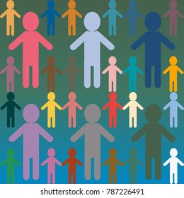 People abstract seamless background. Background with color silhouettes of persons.