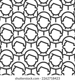 People abstract seamless pattern. Crowd. Editable vector shapes on white background. Trendy texture with cartoon linear icons. Design with graphic elements for interior, fabric, website decoration