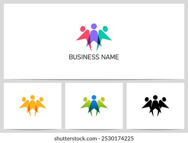 Menschen Abstrakte Form Transparent Rise Together Logo-Design