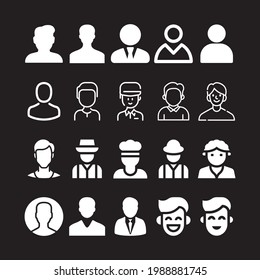 people action pictogram. Black illustration. People avatar line icons. Vector illustration included icon as man, female pictogram for user profile. business man icon.