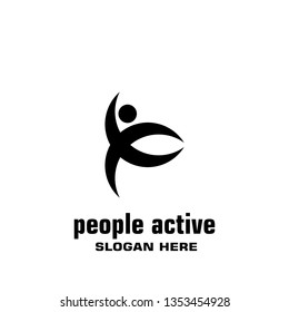 People active graphic logo template, vector icon.