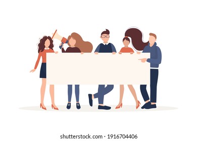 People activist placard, great design for any purposes. Vector character illustration. Flat cartoon vector illustration.