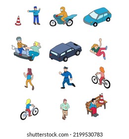 people activities at the street set vector illustration