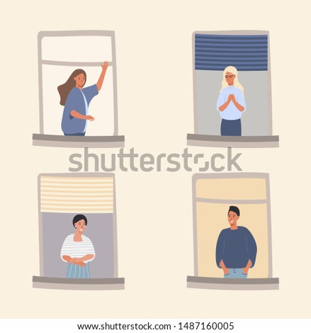 People activity in apartment vector illustration concept, neighbour interact each other, it can be used for landing page, template, ui, web, mobile app, poster, banner, flyer.