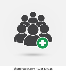 people and add button icon silhouettes, illustration vector