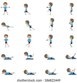 People At Aerobics Class - Isolated On White Background - Vector Illustration, Graphic Design Editable For Your Design