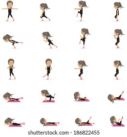 People At Aerobics Class - Isolated On White Background - Vector Illustration, Graphic Design Editable For Your Design