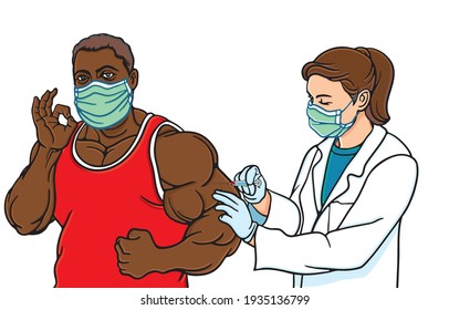 People affordability privilege or priority to access Coronavirus vaccine and vaccination during coronavirus pandemic Concept. Illustration, line, art, retro style in vector isolated on background.