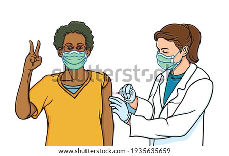 People affordability privilege or priority to access Coronavirus vaccine and vaccination during coronavirus pandemic Concept. Illustration, shape, line, retro style in vector isolated on background
