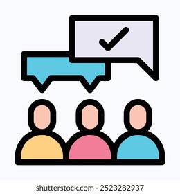 People Agreement, Discussion Vector Icon, Isolated Lineal Color Vector Icon.