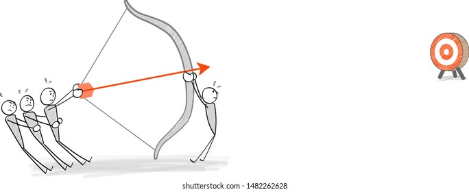 people aiming at a target with a bow and arrow