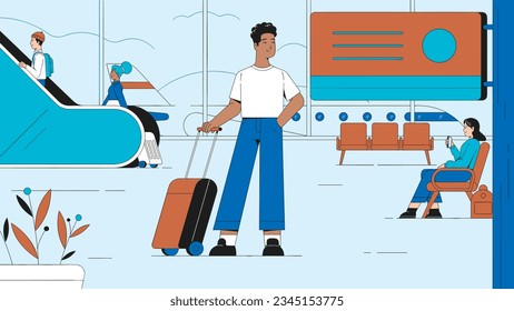 People at the airport vector illustration