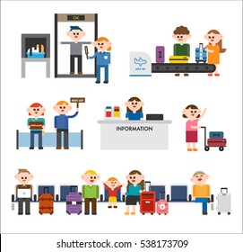 People at the airport  vector illustration flat design