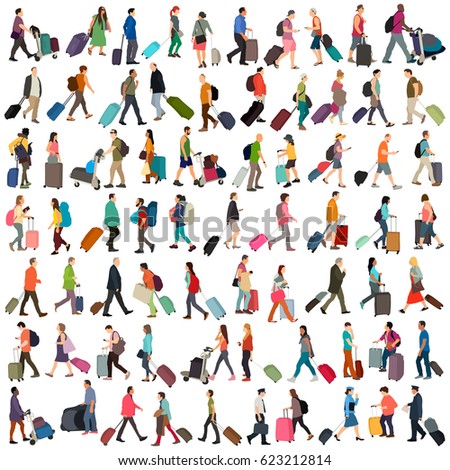 People in airport vector set