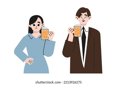 People with alcohol drinks set concept. Group of young people man woman boy girl with alcoholic drinks beverages together. Collection of happy talking students friends with champagne. Party lifestyle