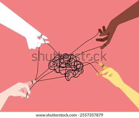 People all together solving mental health issues illustration